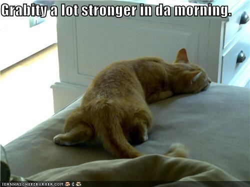 Grabity a lot stronger in da morning.