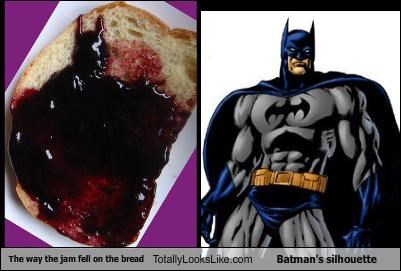 The way the jam fell on the bread Totally Looks Like Batman's silhouette