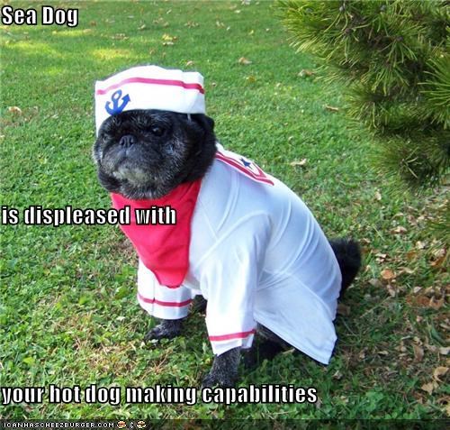 Sea Dog  is displeased with your hot dog making capabilities