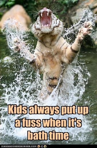 Kids always put up a fuss when it's bath time