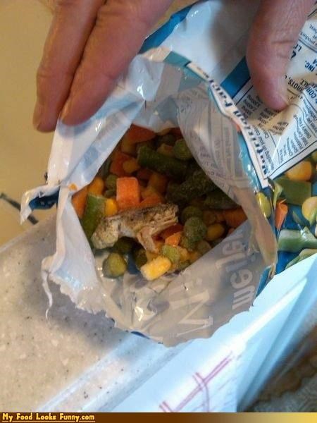 Funny Food Photos - Frog in Frozen Vegetables