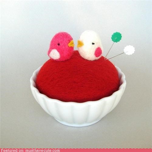 Felted Birdie Pincushion