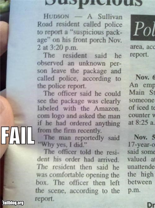 Suspicious Package Fail