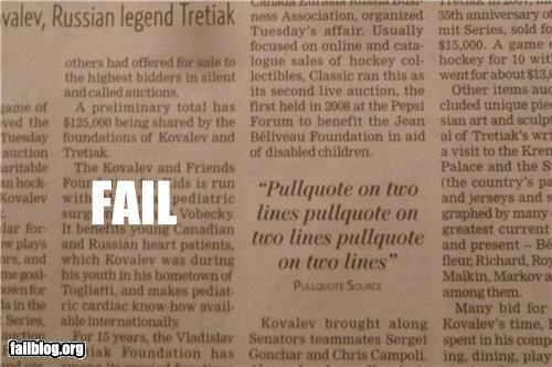 Newspaper quote fail