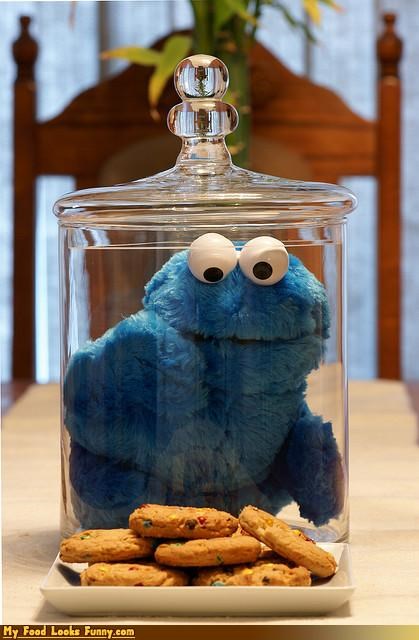 Funny Food Photos - Cookie Monster in Cookie Jar