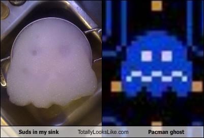 Suds in my sink Totally Looks Like Pacman ghost