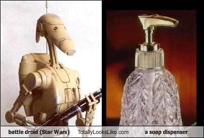 battle droid (Star Wars) Totally Looks Like a soap dispenser
