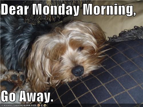 Dear Monday Morning,  Go Away.