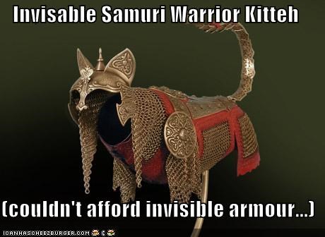 Invisable Samuri Warrior Kitteh  (couldn't afford invisible armour...)
