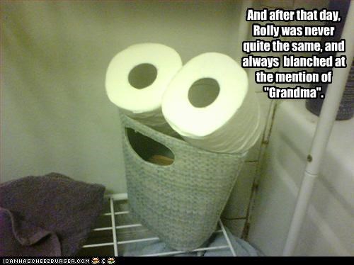 What Rolly saw in the bathroom.