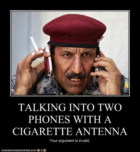 TALKING INTO TWO PHONES WITH A CIGARETTE ANTENNA