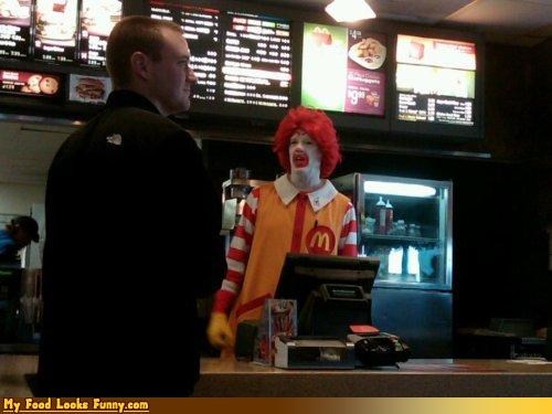 Funny Food Photos - Ronald McDonald Working Behind Counter at McDonald's