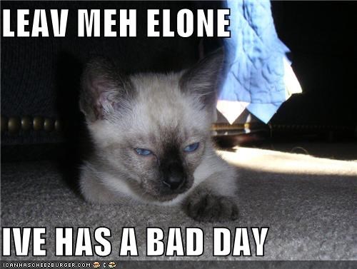 LEAV MEH ELONE  IVE HAS A BAD DAY