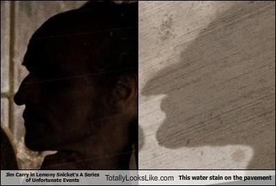 Jim Carry in Lemony Snicket's A Series of Unfortunate Events Totally Looks Like This water stain on the pavement