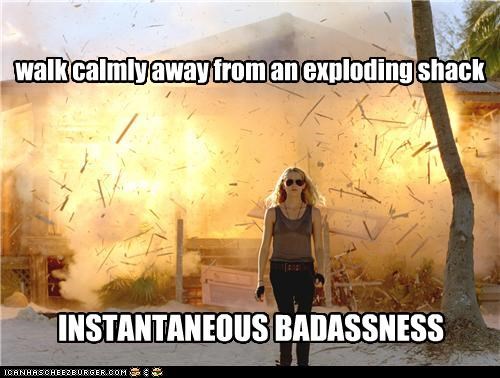 walk calmly away from an exploding shack