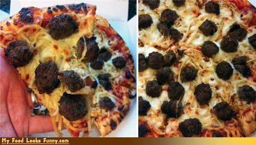 Funny Food Photos - Spaghetti and Meatball Pizza