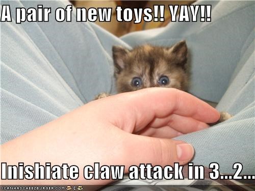A pair of new toys!! YAY!!  Inishiate claw attack in 3...2...