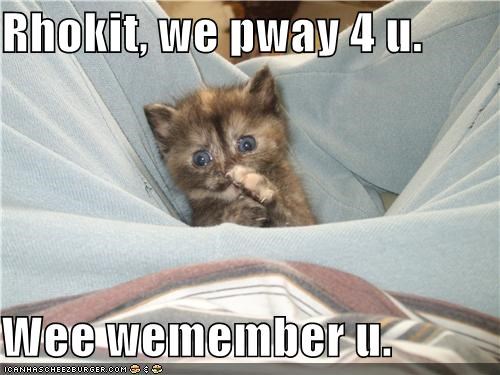 Rhokit, we pway 4 u.  Wee wemember u.