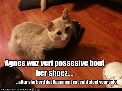 Agnes wuz veri possesive bout her shoez....