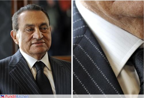 Mubarak's Pinstripes are His Name Over and Over