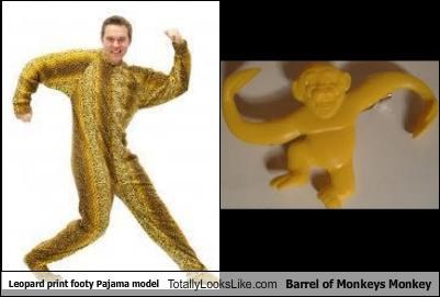 Leopard Print Footy Pajama Model Totally Looks Like Barrel of Monkeys Monkey