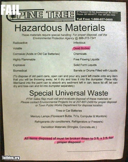 Hazardous Waste Fail
