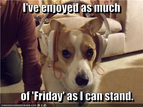 I've enjoyed as much            of 'Friday' as I can stand.