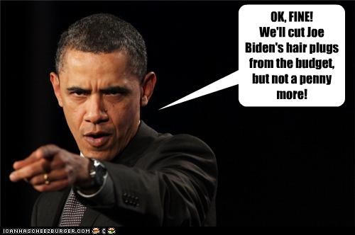 OK, FINE!  We'll cut Joe Biden's hair plugs from the budget, but not a penny more!