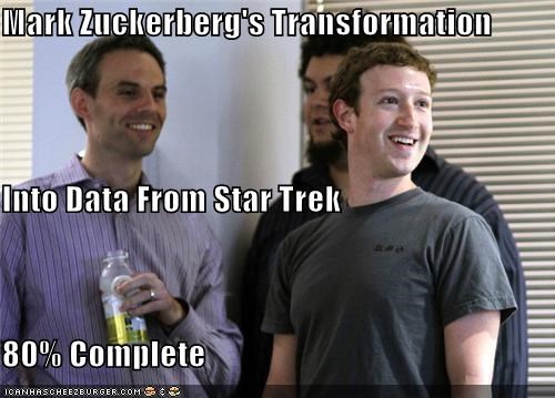 Mark Zuckerberg's Transformation  Into Data From Star Trek 80% Complete