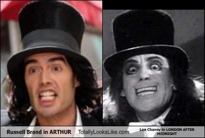Russell Brand in "Arthur" Totally Looks Like Lon Chaney in "London After Midnight"