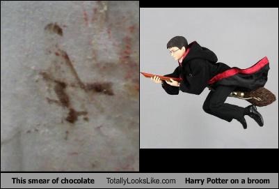 This Smear of Chocolate Totally Looks Like Harry Potter on a Broom