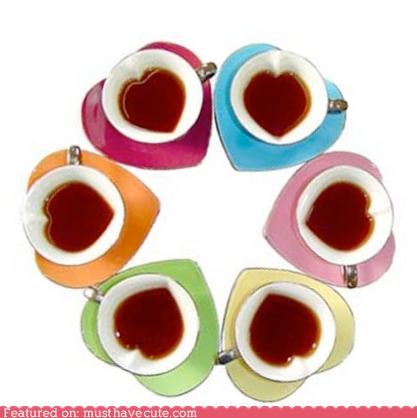 Heart Coffee and Tea Cups