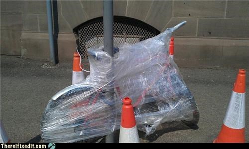 Bike Lock: $19.99 Saran Wrap: $3.99