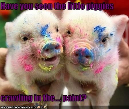 Have you seen the little piggies  crawling in the.... paint?