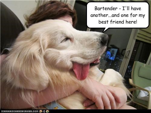 Bartender - I'll have another...and one for my best friend here!