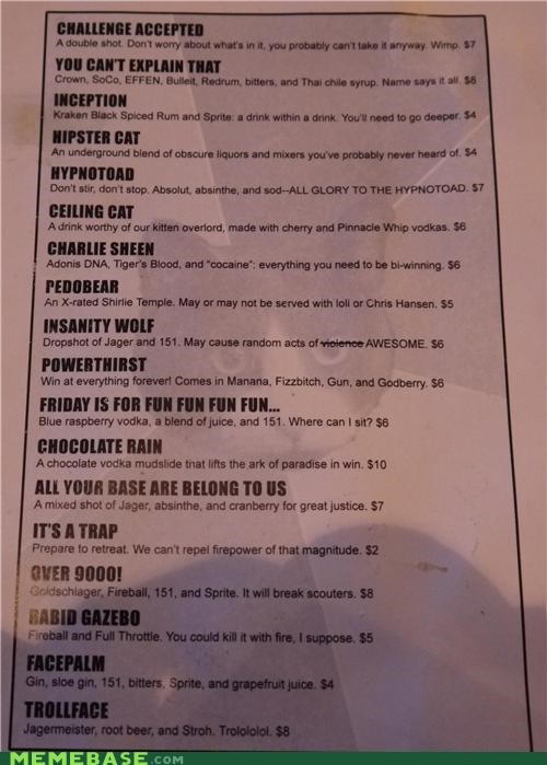 The Internet IRL: Best Drink Menu Ever