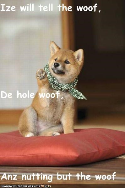 Ize will tell the woof, De hole woof, Anz nutting but the woof