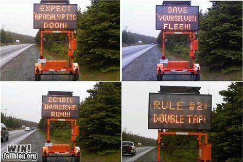 Zombie Awareness Signs WIN