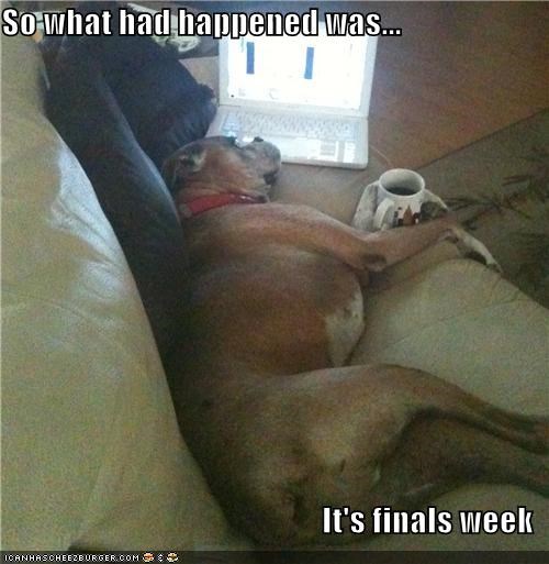 So what had happened was...  It's finals week