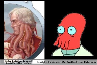 Colonel Bradon from Sense and Sensibility and Sea Monsters Totally Looks Like Dr. Zoidberg from Futurama