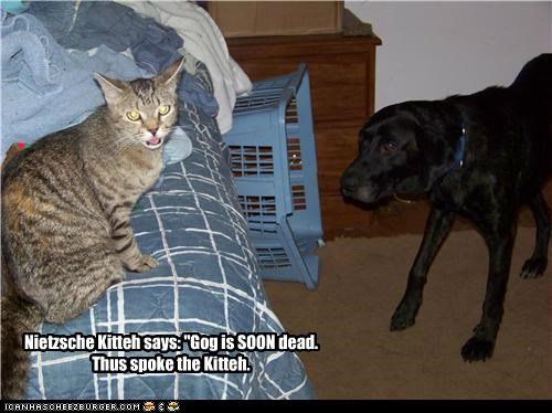 Nietzsche Kitteh says: "Gog is SOON dead.Thus spoke the Kitteh.