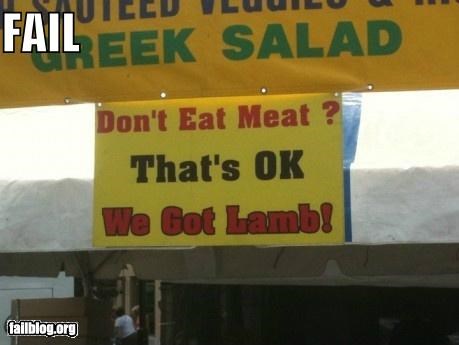 Vegetarian Option FAIL