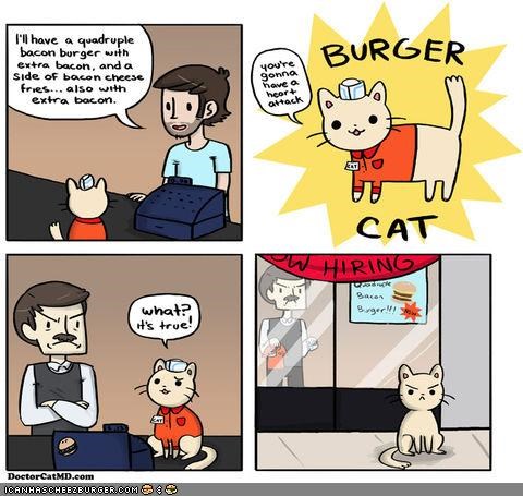 Kitteh Komic of teh Day: Burger Cat!