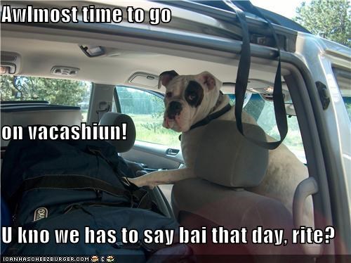 Awlmost time to go on vacashiun! U kno we has to say bai that day, rite?