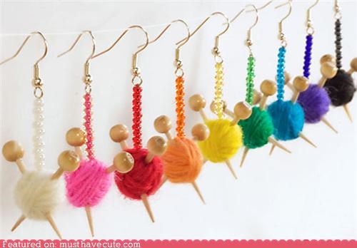 Yarn Ball Earrings