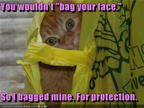You wouldn't "bag your face."  So I bagged mine. For protection.