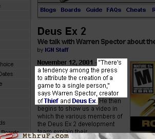 Says Warren Spector, That One Guy Who Gets All the Credit