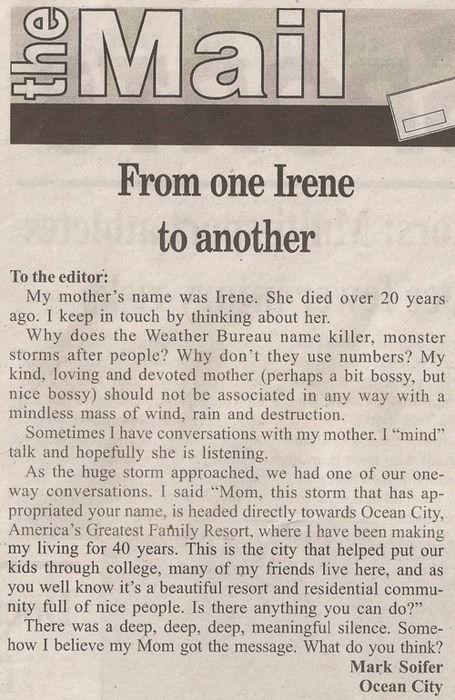 Letter To The Editor of the Day