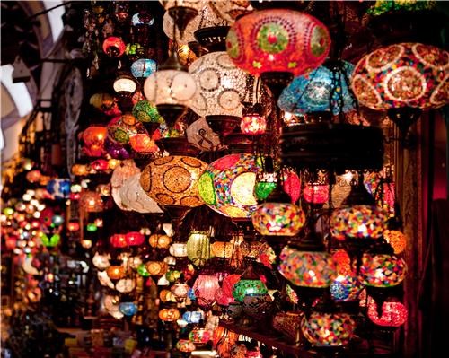 Lanterns on Display at the Grand Bazaar in Istanbul, Turkey