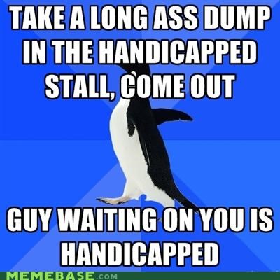 Socially Awkward Penguin: Crowded Restroom